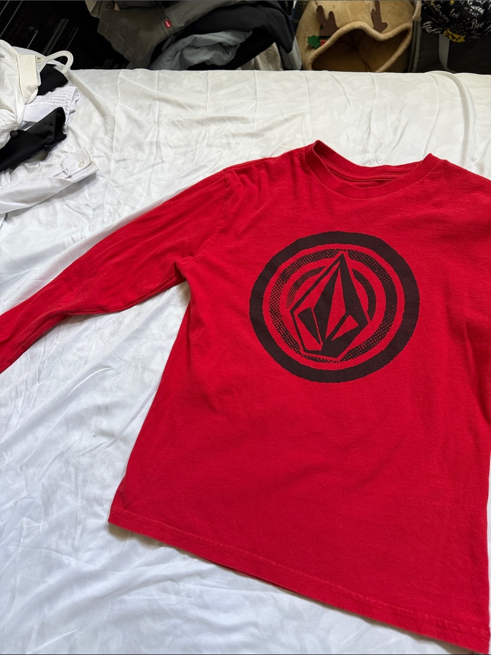 Volcom Red Long-Sleeve Tee with Black Logo